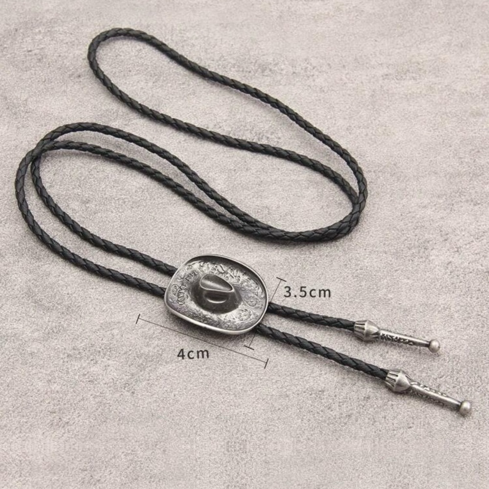 Elegant Black and Silver Western Hat Pendant Necklace - Picture 2 of 3